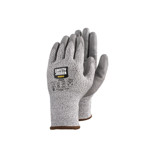 Safety Jogger SHIELD HPPE ถุงมือกันบาด PU เคลือบถุงมือทํางานเพื่อความปลอดภัยอุตสาหกรรม
