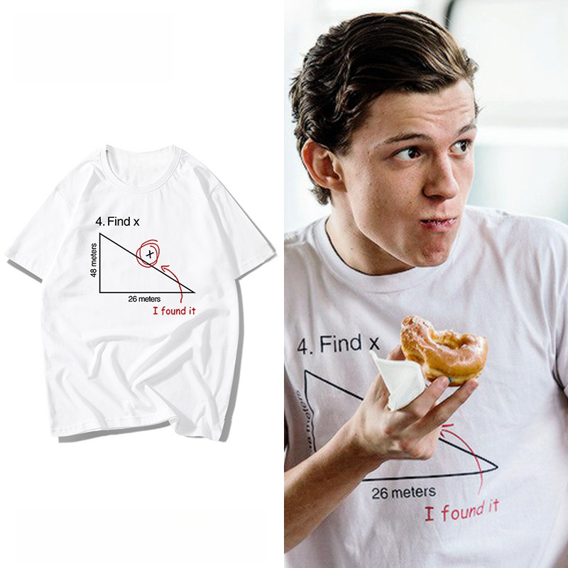 คณิตศาสตร์ตลก Meme Tom Holland Find X Tee ผ้าฝ้าย 100% สําหรับเกย์ Tom Holland pakaian sanaim panas 