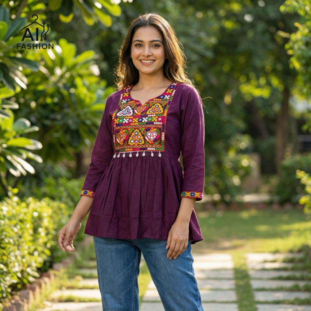 [M-2XL] Kurti แบบสั้นอินเทรนด์