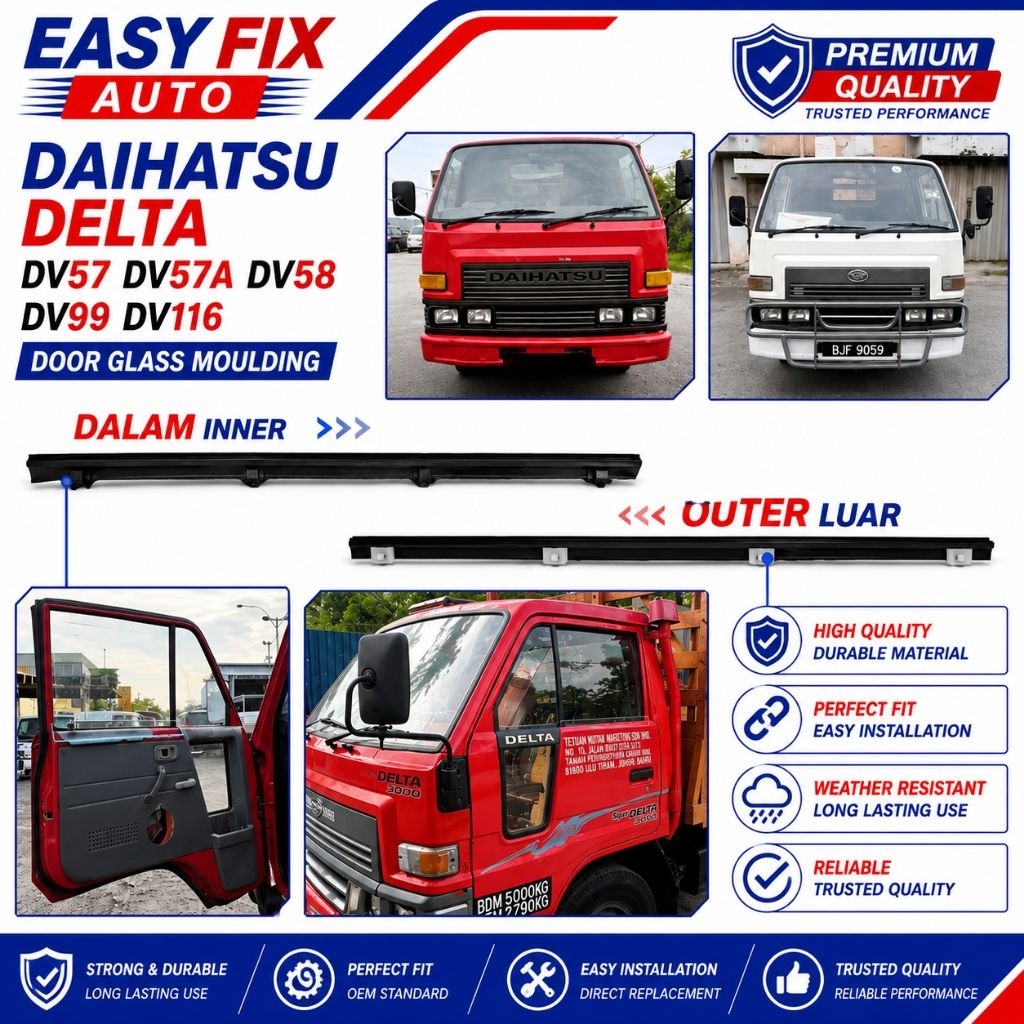 Daihatsu delta กระจกประตู moulting garnish dv57 dv57 dv99 dv116