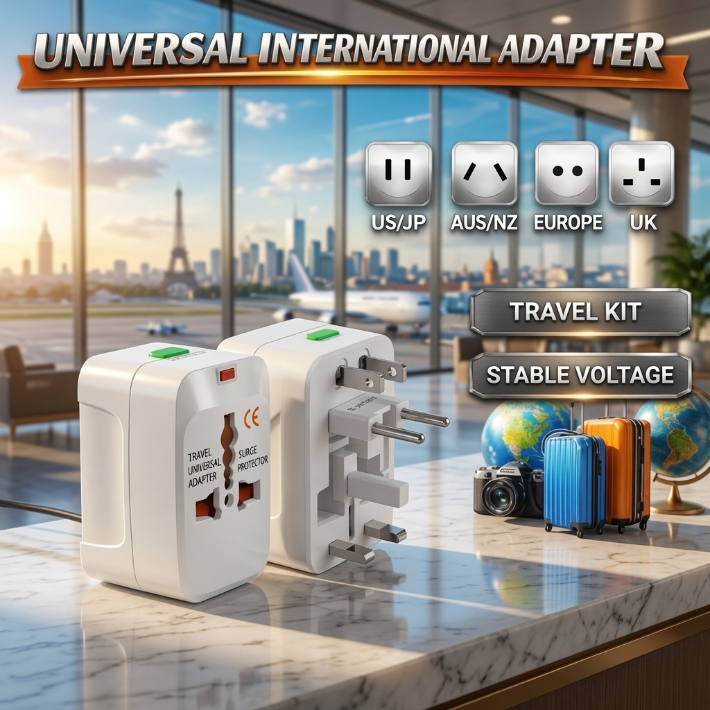ALL IN ONE UNIVERSAL INTERNATIONAL TRAVEL ADAPTER POWER ADAPTER พร้อม AU US UK EU CONVERTER PLUG
