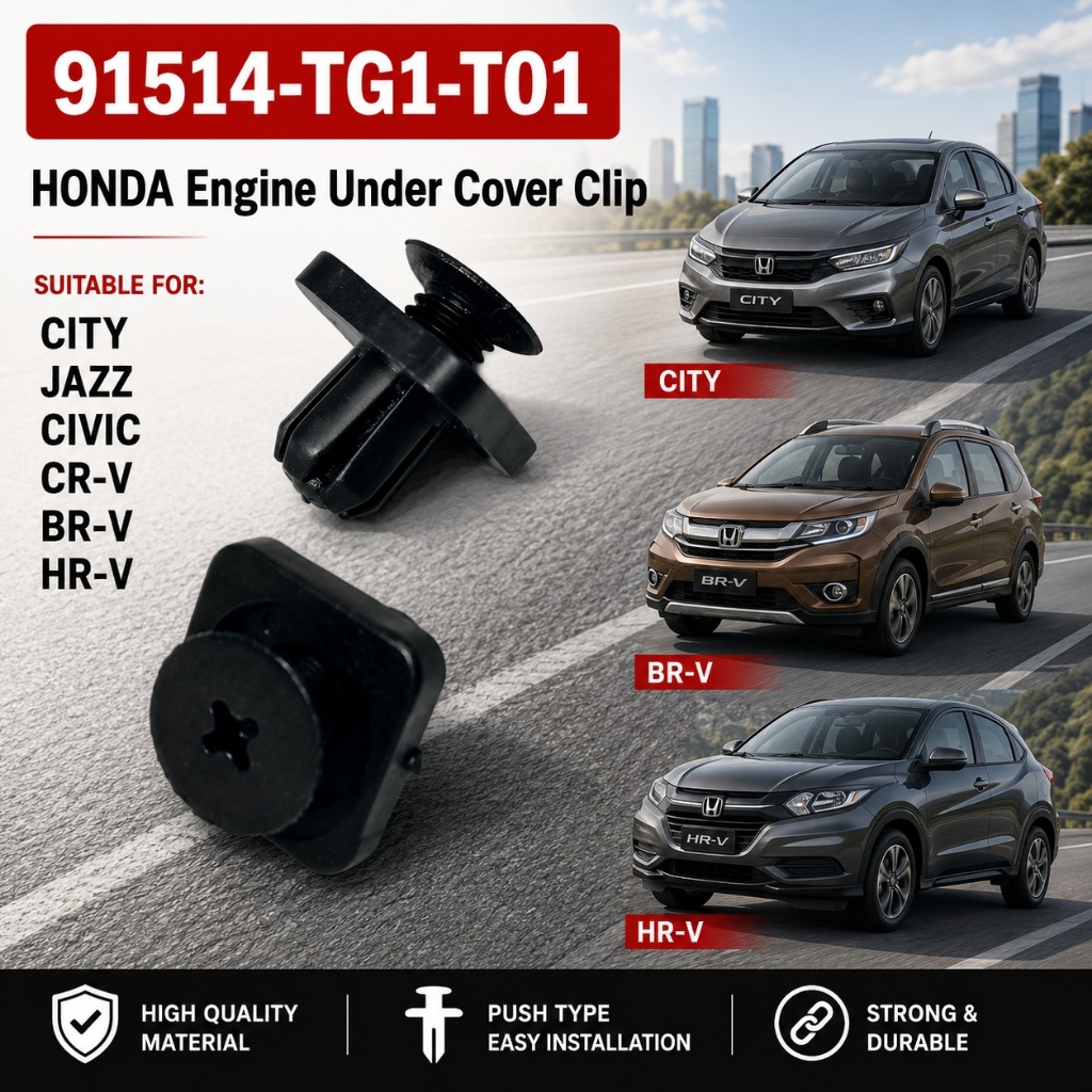 HONDA City Jazz CR-V HR-V BR-V Civic Square Shape เครื่องยนต์ภายใต้คลิป 9514-TG1-T01 / TR-3004U