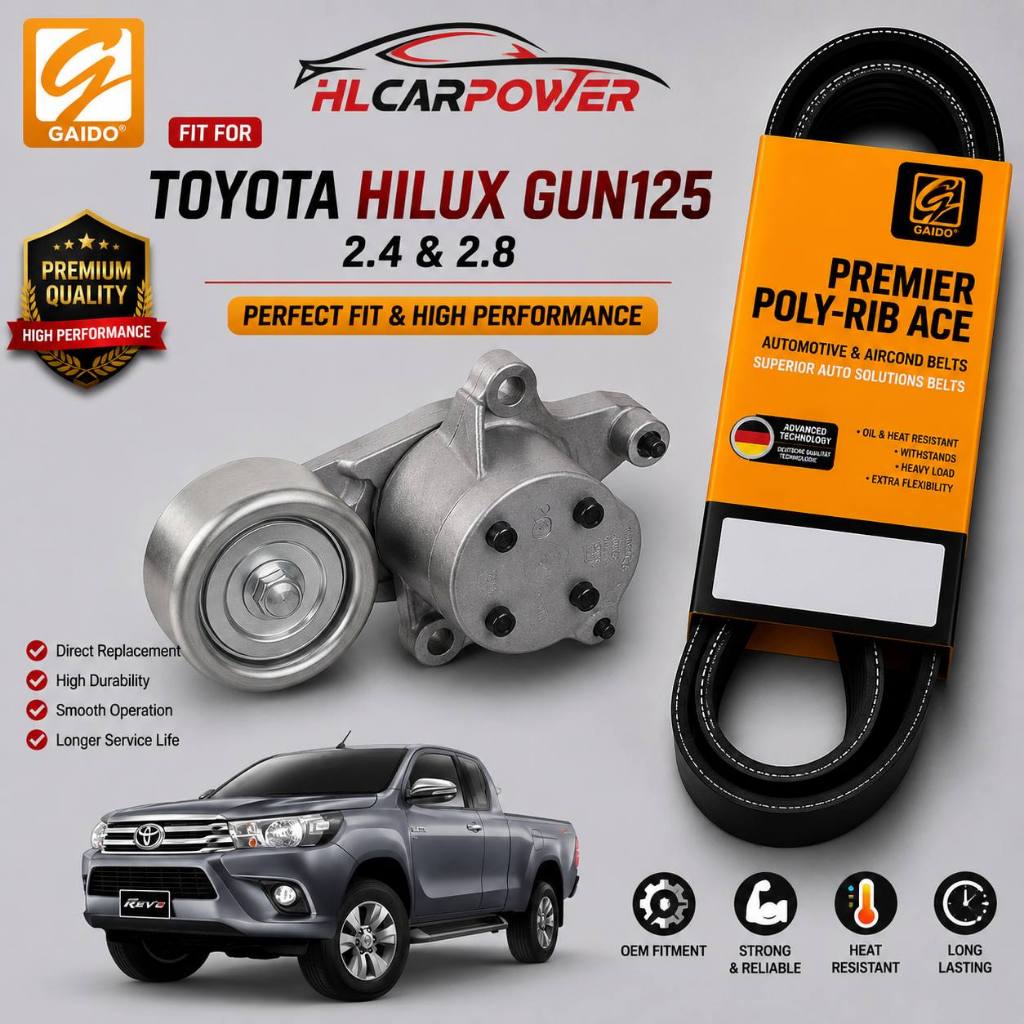 ️GADO ️ตัวปรับสายพานพัดลม + สายพานพัดลม 7PK2050 Toyota Hilux GUN125 2.4 & 2.8 2016-2023 ปี