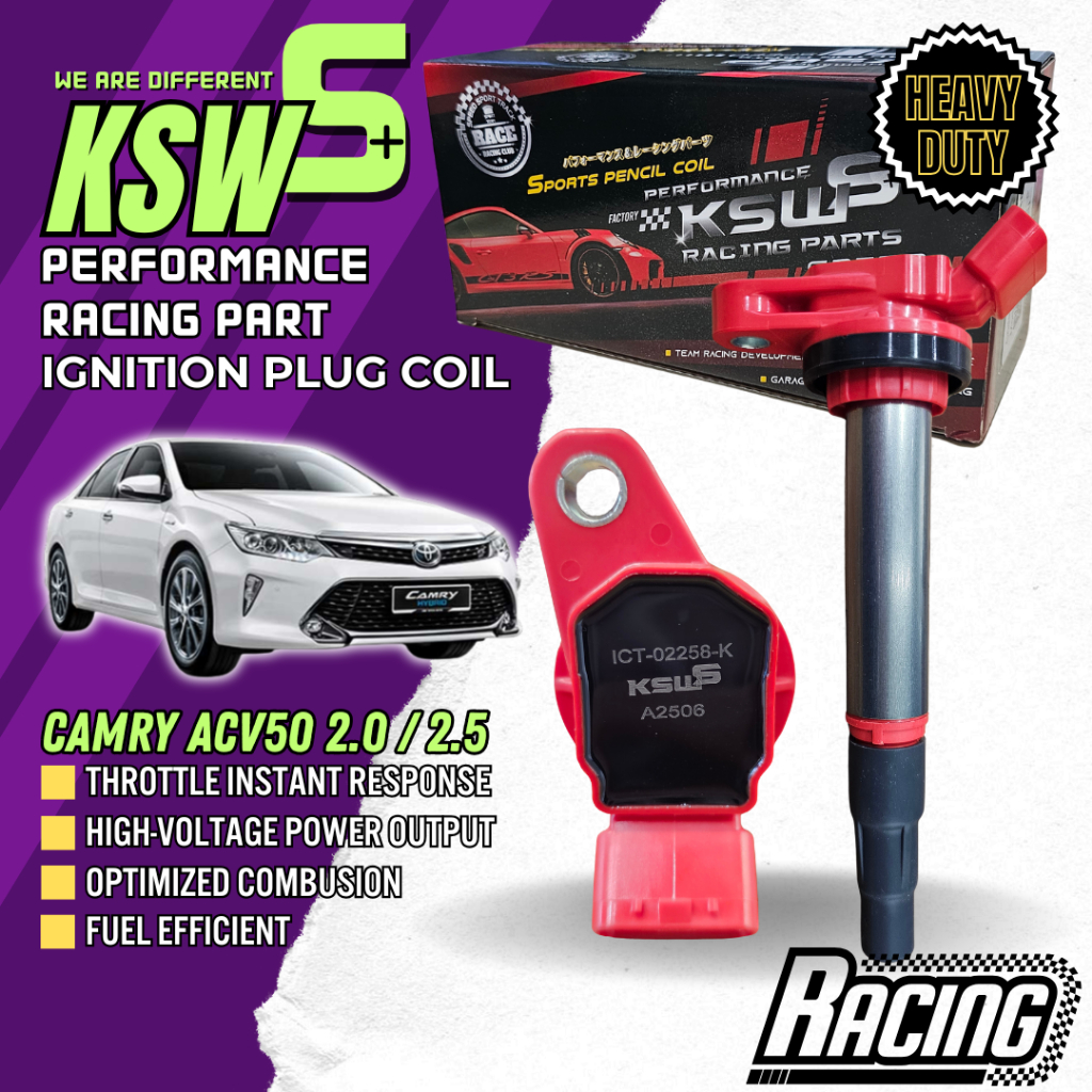 KSW Performance Racing คอยล์จุดระเบิดปลั๊ก Camry acv50 asv50 avv50 2.0 2.5 ปลั๊กคอยล์ 02256