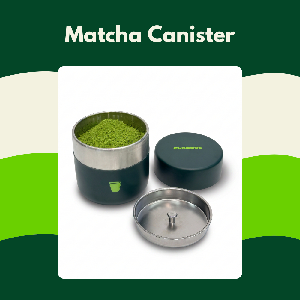 Chaboys Matcha Powder Canister สแตนเลสความจุ Double-Lid 200g