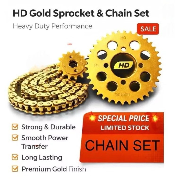 YAMAHA RXZ / Y125 / LC135 / Y15( 4 หลุม ) LAGENDA 110z/ZR / Y100 / Y110 SPROCKET FULL SET 415-132L )