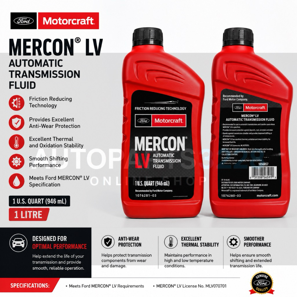 Ford MotorCraft Mercon LV Automatic Transmission Fluid ATF (1 Quart/ 946ml ) FORD RANGER T6 XT-10-QL