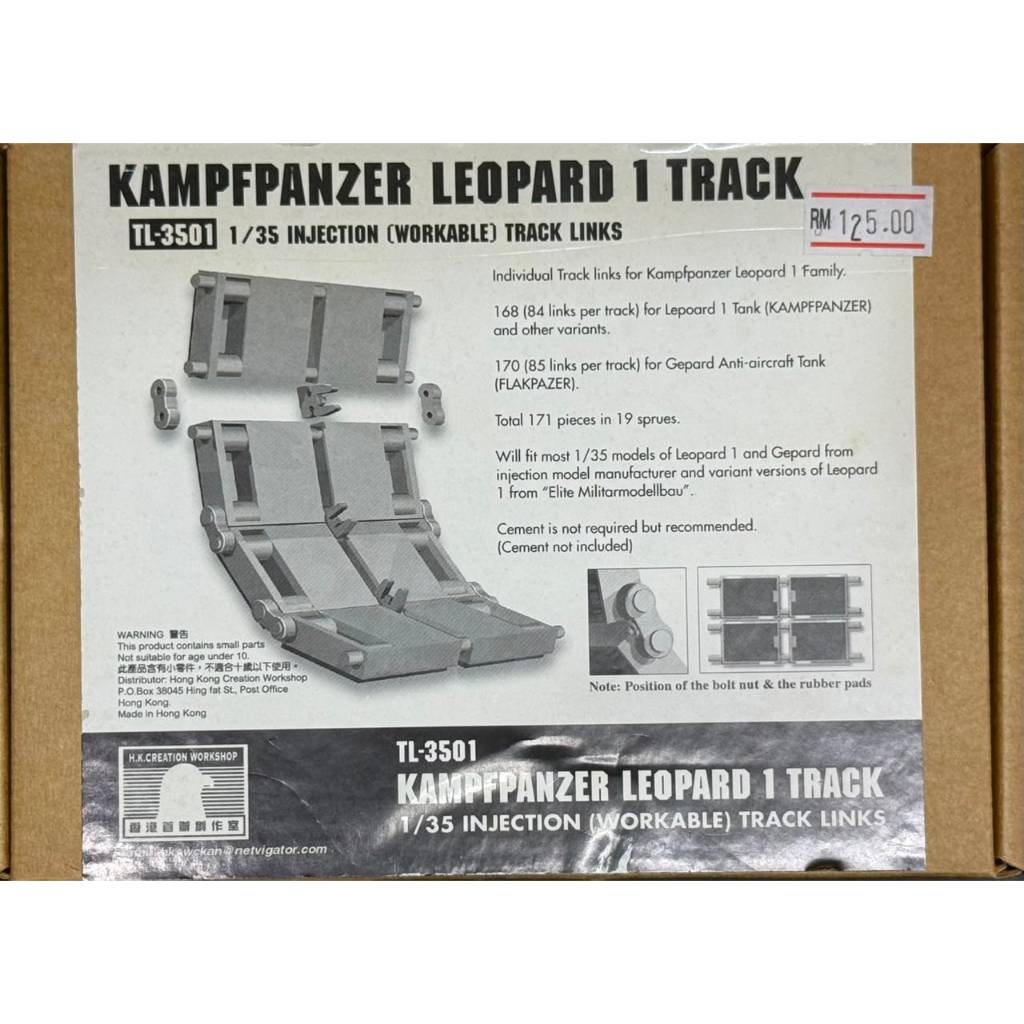 HK Creation Workshop TL-3501 1/35 Kampfpanzer Leopard 1 Track (ทํางานได้) Track Links