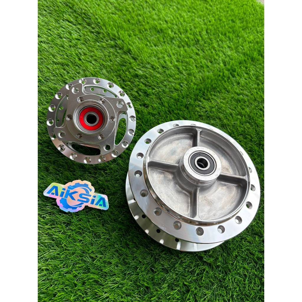 (HUB AS2 CNC SLOT W125) HUB ALLOY FRONT HUB AS2 CNC SLOT HUB REAR HUB STANDARD CHROME (1SET) EX5 DRE