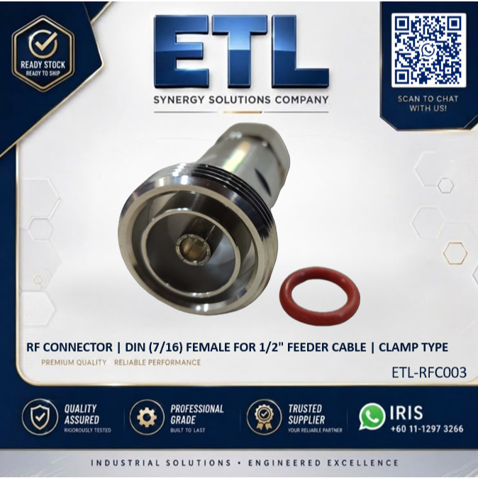 RF CONNECTOR DIN (7/16) หญิงสําหรับสาย FEEDER ขนาด 1/2 นิ้ว