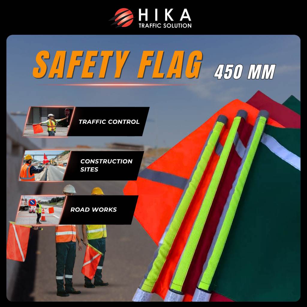 HIKA ธงความปลอดภัยการจราจรสะท้อนแสง Bendera Keselamatan Pantul Caya PPE Keselamatan