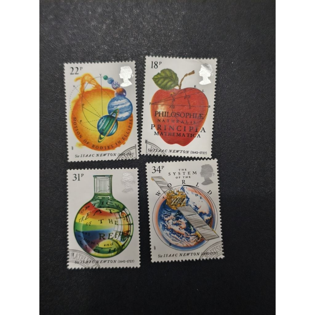 CE287 Great Britain ปี 1987 Sir Isaac Newton Stamps ครบชุด 4v ใช้