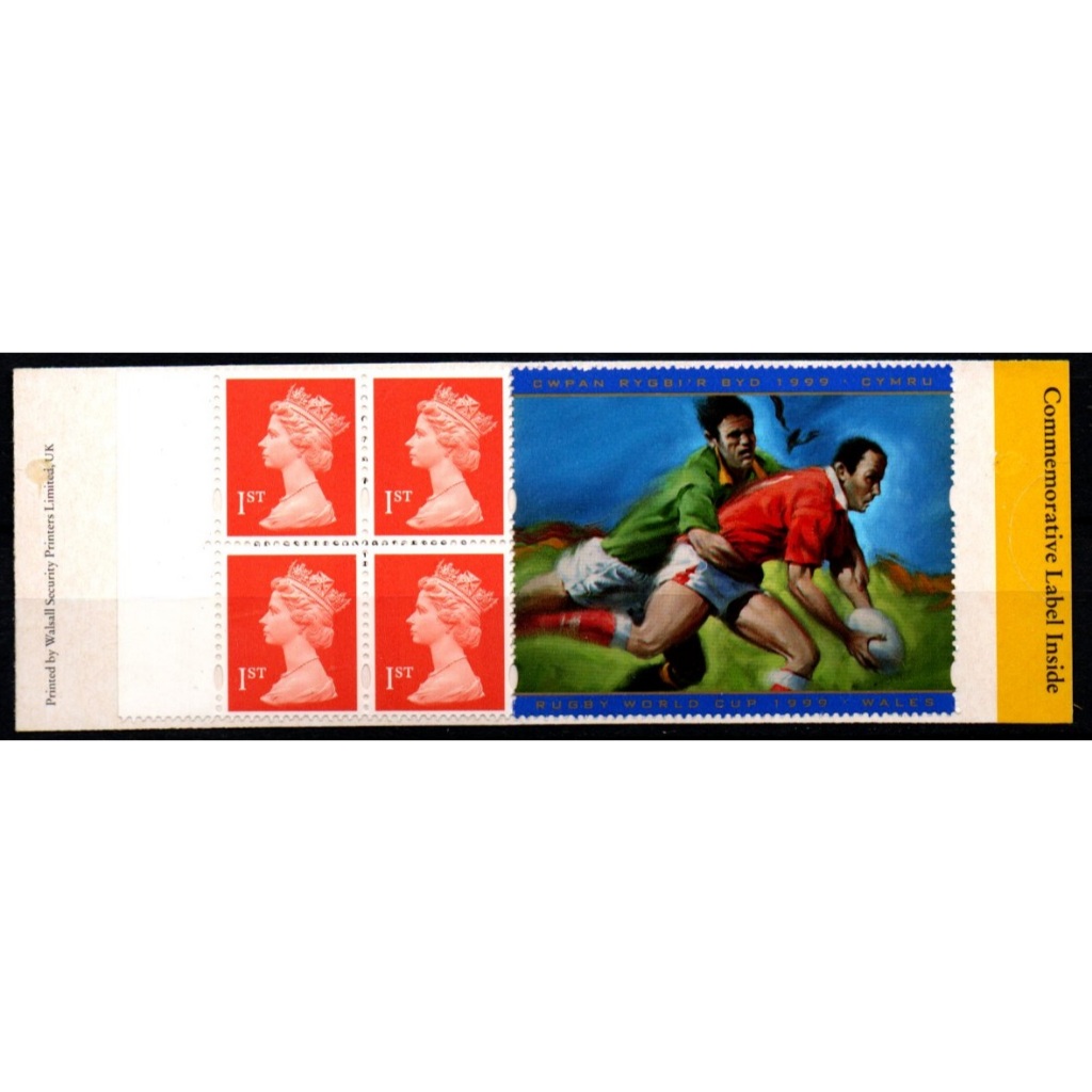 Great Britain - 1999 Walsall พิมพ์ 4 1st Class Stamp Booklet Rugby World Cup 1999 Wales