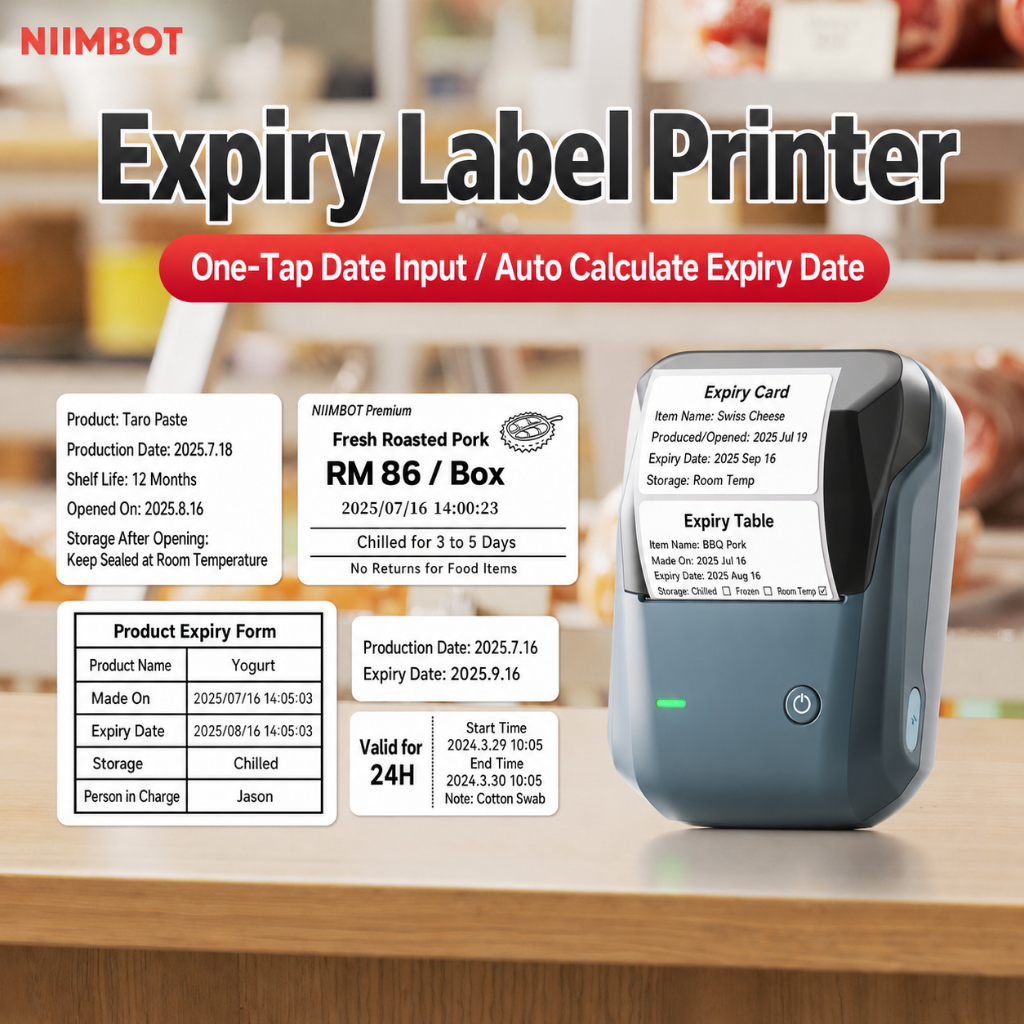 NIIMBOT B1 เครื่องพิมพ์ฉลากบลูทูธเครื่องทําฉลากแบบพกพาสําหรับราคา Barcode QR Code Sticker Printer