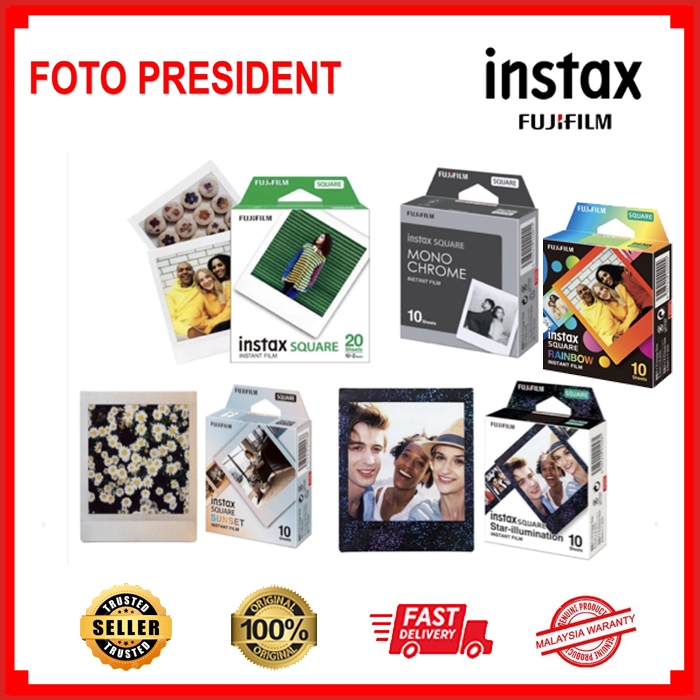 FUJI INSTAX SQUARE FILM - EXPIRED 2027/07 - สําหรับ INSTAX SQUARE SHARE SP3 SQ1 SQ6 SQ10 SQ20 SQ40 L