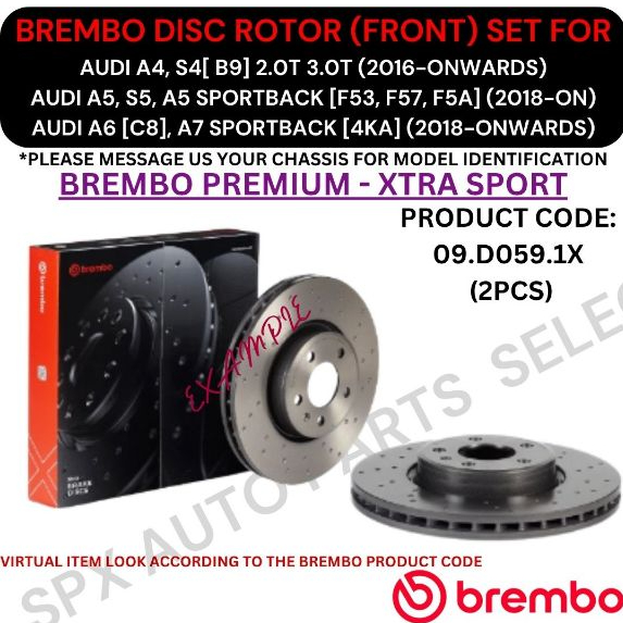 BREMBO DISC BRAKE ROTOR (FRONT, REAR) สําหรับ AUDI A4, S4 [B9] / A5, S5, RS5 [F53, B9] / A6 [C8], A7