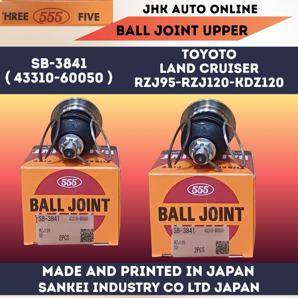 SB-3841 BALL JOINT ด้านหน้า UPPER ARM LAND CRUISER RZJ95 RZJ120 KDJ120 100% ใหม่ THREE FIVE