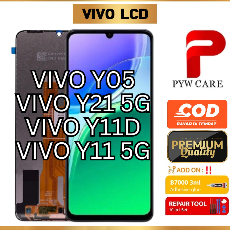 หน้าจอ LCD ที่รองรับสําหรับ Vivo Y05 / Vivo Y21 5G / Vivo Y11D / Vivo Y11 5G หน้าจอ LCD