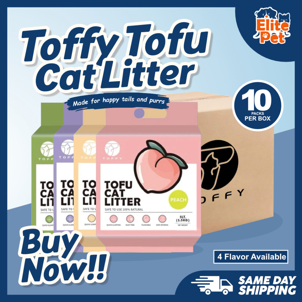 TOFFY 1 กล่องพรีเมี่ยมสัตว์เลี้ยง Clumping Cat Litter เต้าหู้แมวครอกทราย Pasir Kucing เต้าหู้ครอกแมว