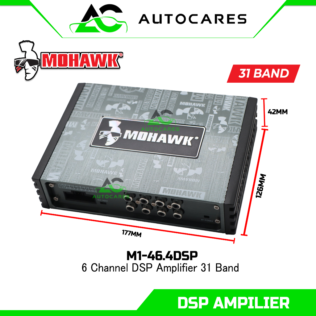 MOHAWK M1-46.4DSP 6CH DSP เครื่องขยายเสียง 31 Band EQ 2IN 6OUT Power Amp PNP เครื่องเสียงรถยนต์ดิจิต