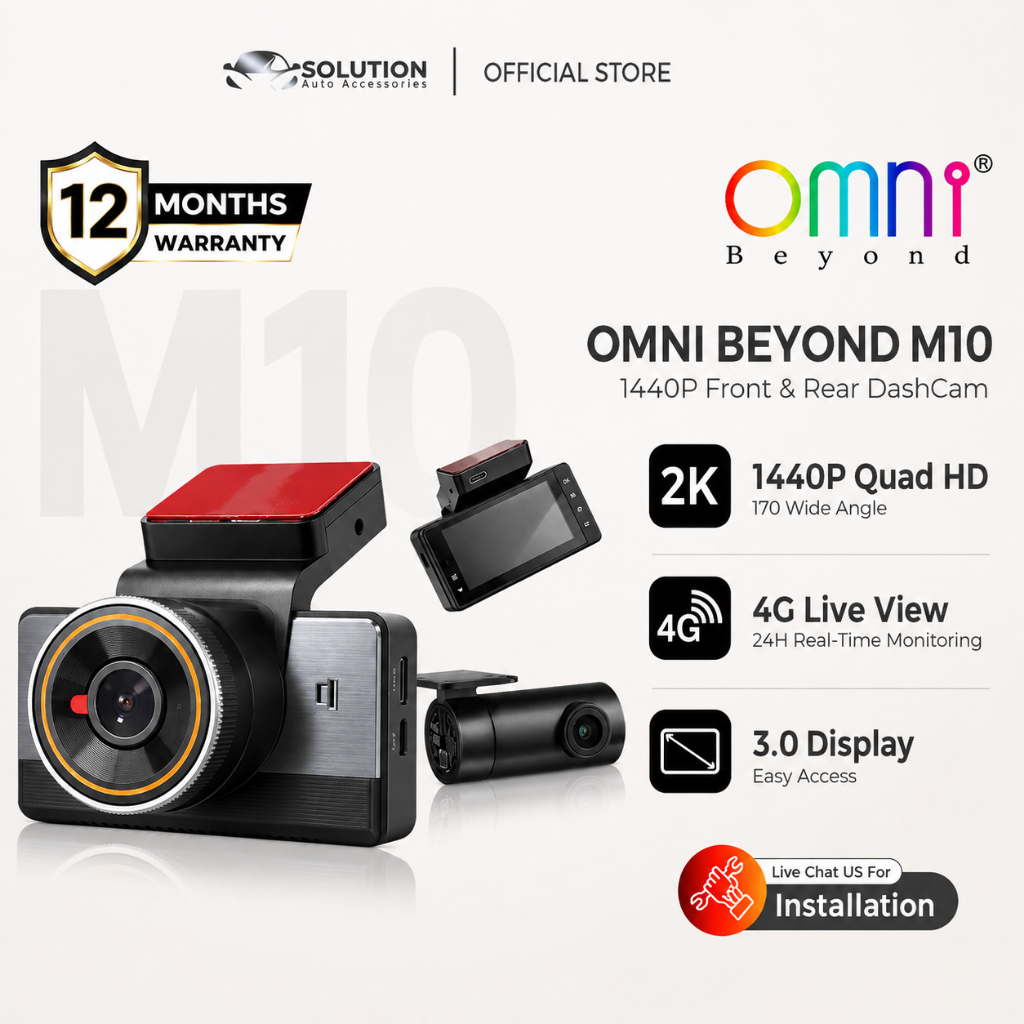 [ฟรี SD CARD] OMNI BEYOND M10 Dashcam Wifi 2K/1K 24H 4G GPS Tracking W/Screen Perakam เครื่องบันทึกก