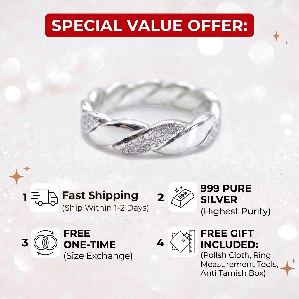 BEUNI HANDMADE PREMIUM 999 SILVER RING ANTIRUST ไม่มีสารก่อภูมิแพ้น้ําพร้อม 999 MARK 999 SILVER