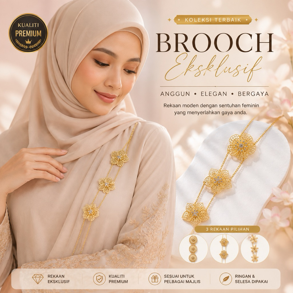 NW0014 Doh เข็มกลัด Kebaya โซ่ Kebaya ชุด Dokoh Pin Headscarf เข็มกลัดสร้อยคอ Hijab Pin