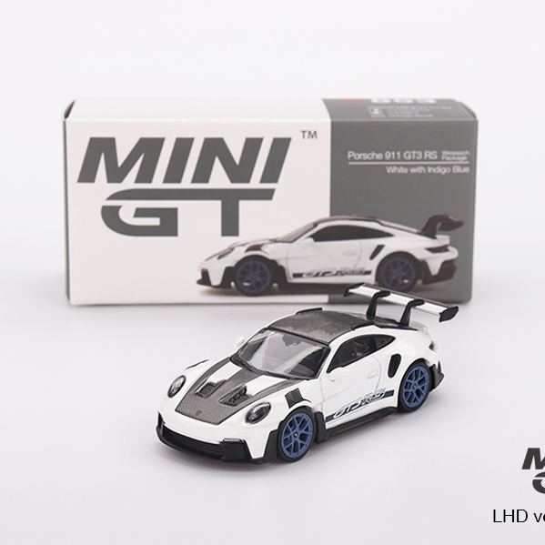 Mini GT 853 Porsche 911 (992) GT3 RS Weissach Package White with Indigo Blue