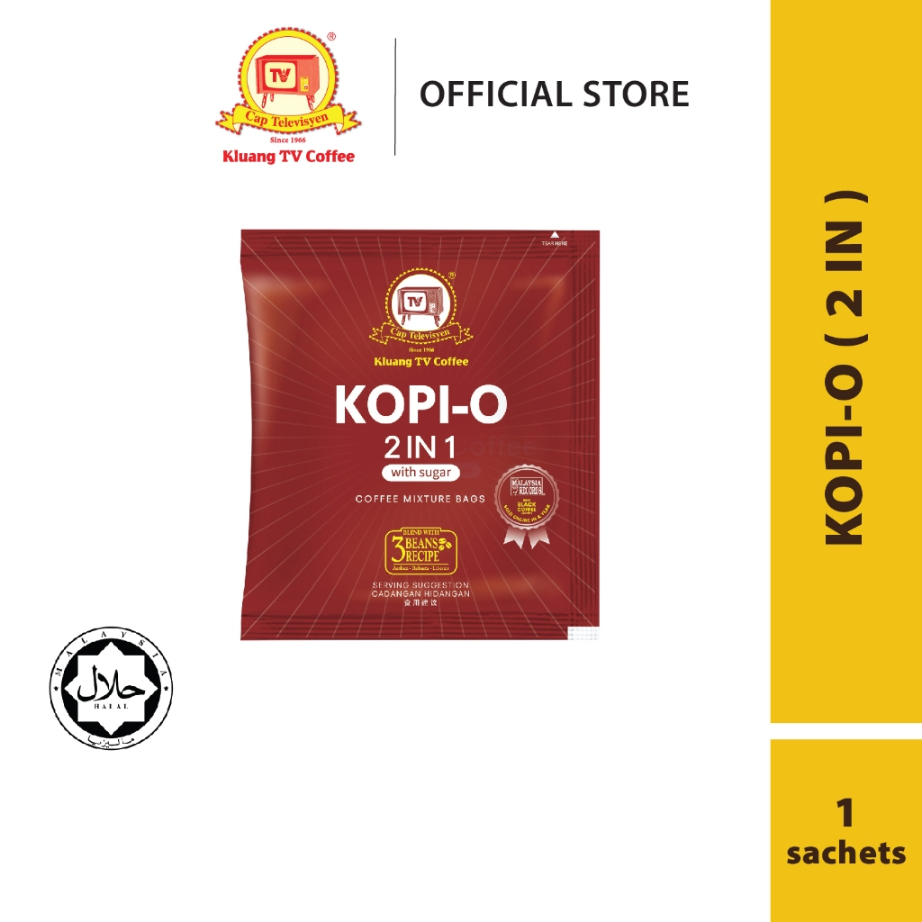 Klang Coffee Cap โทรทัศน์ Kopi-O 2 in 1 (1 ซอง x 23gm) Kopi O Klai Cap TV