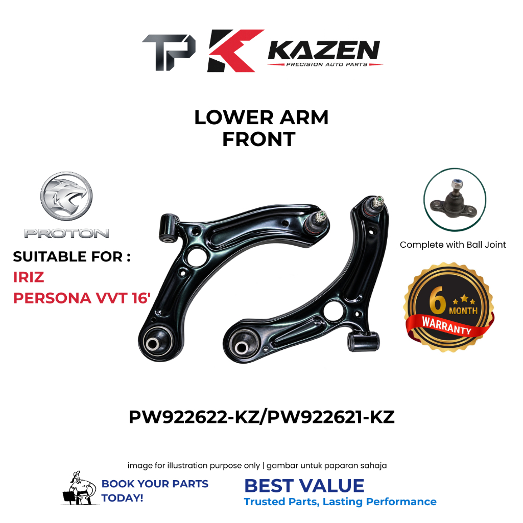KAZEAN LOWER ARM FRONT PROTON IRIZ PERSONA VVT 16 - รับประกัน 6 เดือน (PW922621-KZ/PW922622-KZ)