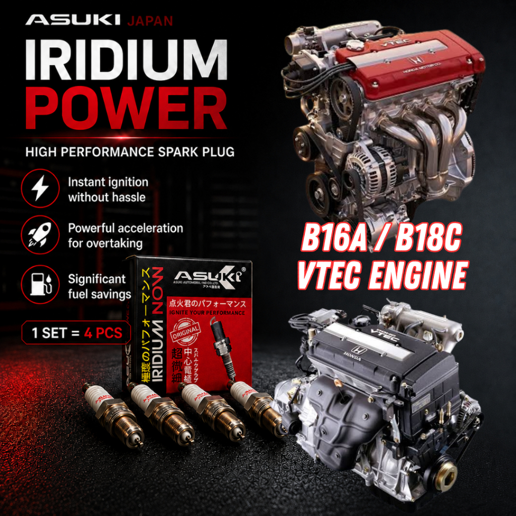 ASUKI ญี่ปุ่นหัวเทียน Iridium Civic Crx Delsol Integra Crv B16A B18C Vtec Enjin 1 ชุด 4 ชิ้น aik20n