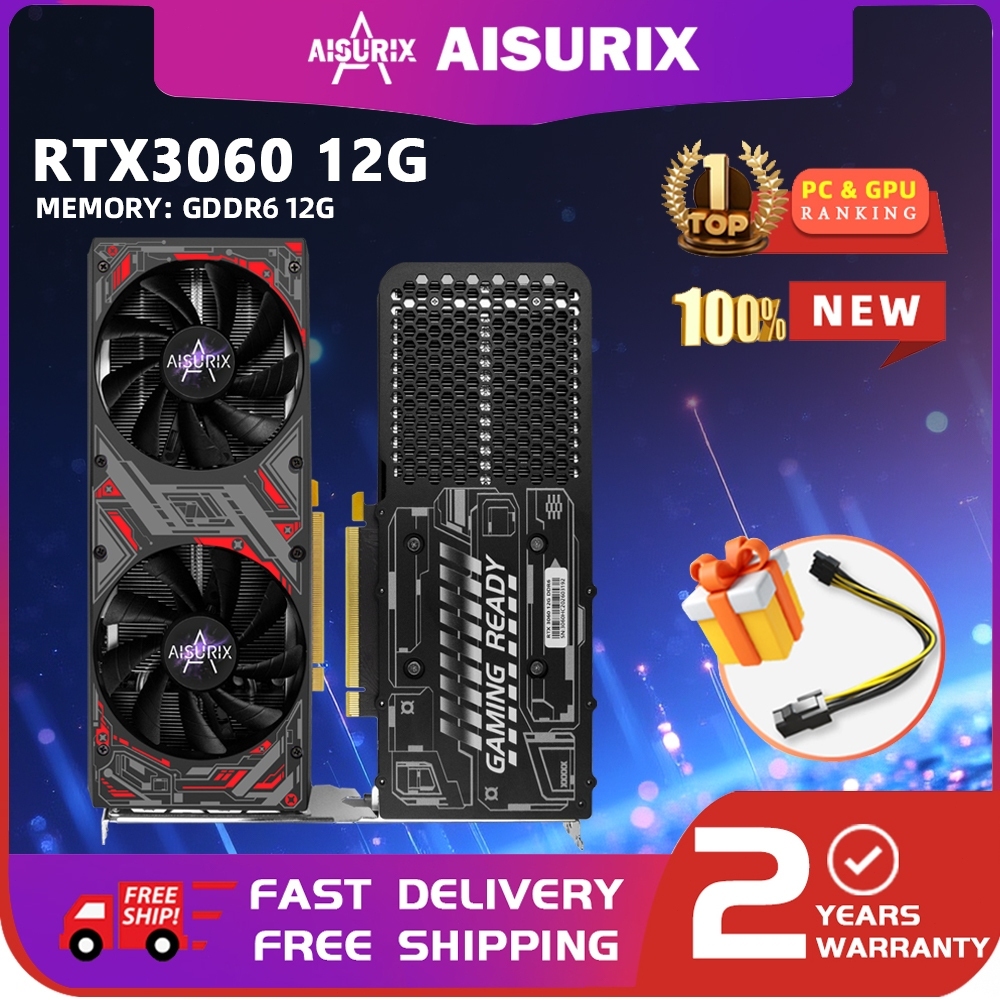 AISURIX RTX3060 12GB กราฟิกการ์ด Nvidia gpu GDDR6 สําหรับเล่นเกมทํางาน