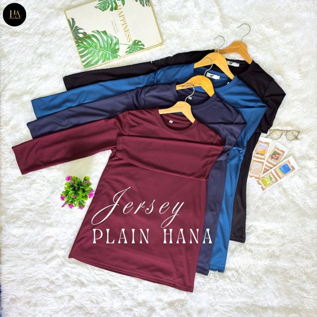 Jersey Muslimah Plain Hana Jersey Microfiber Baju Sukan Muslimah Jersey เสื้อเชิ้ตแขนยาว S- 4XL