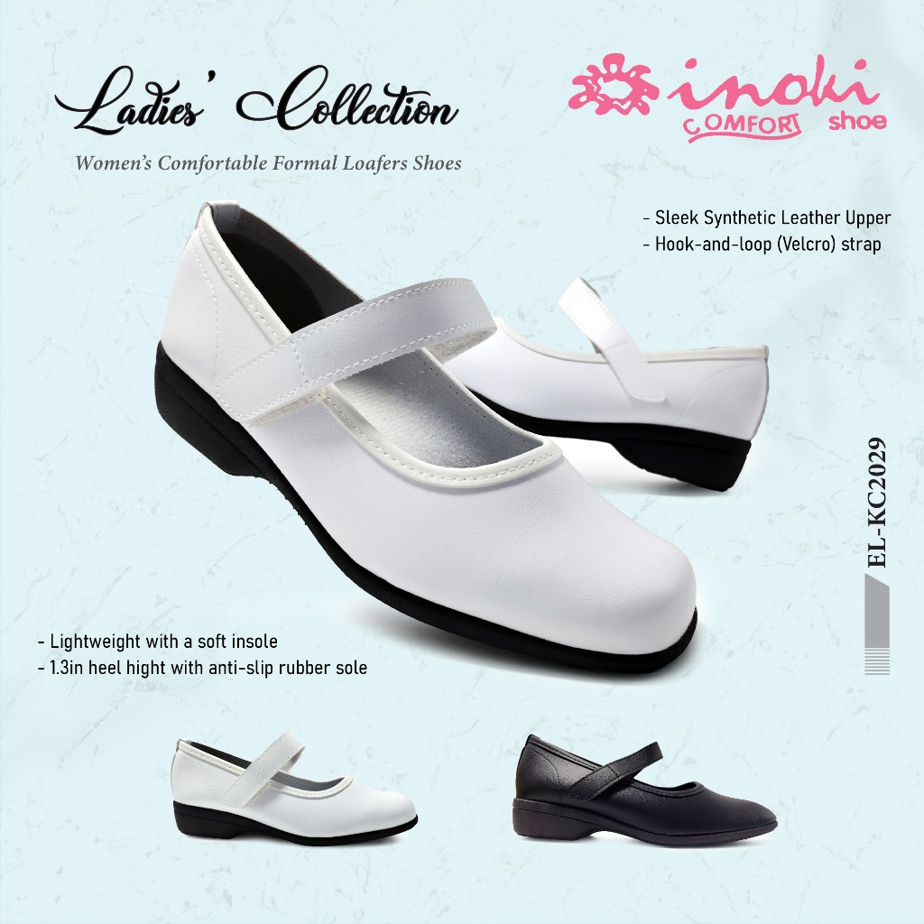 INOKI (ELKC2029) Kasut Nurse/Kerja Perempuan Nurse Shoes White & Black Shoes Healthcare & Office