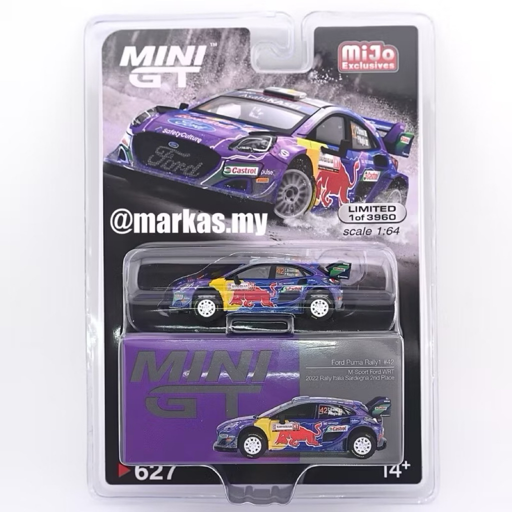 (STANDARD/BLISTER) MINI GT 1/64 627 FORD PUMA RALLY1 42 M-SPORT FORD WRT 2022 RALLY ITALIA SARDEGNA 