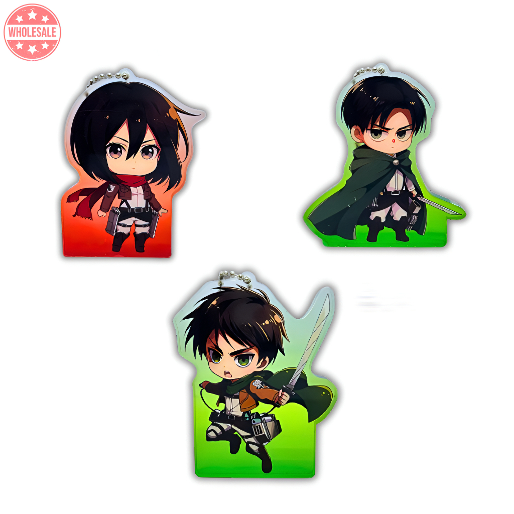 Attack on Titan พวงกุญแจอะคริลิค Mikasa Ackerman Eren Yaeager Levi Ackerman .