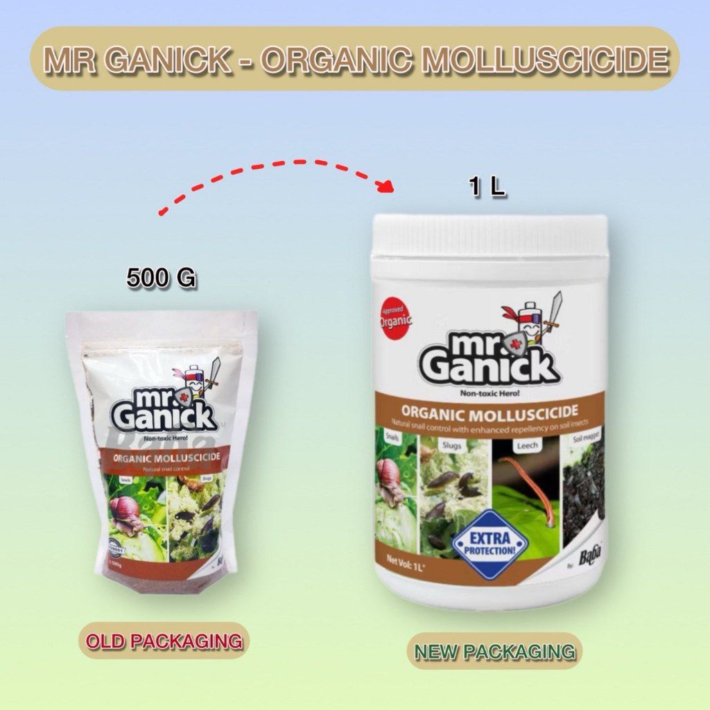 Baba Mr Ganick Organic Molluscicide (1L) / Garden Safe Snail Blocker / Serbuk Halau Siput / 花园专用 ผงห