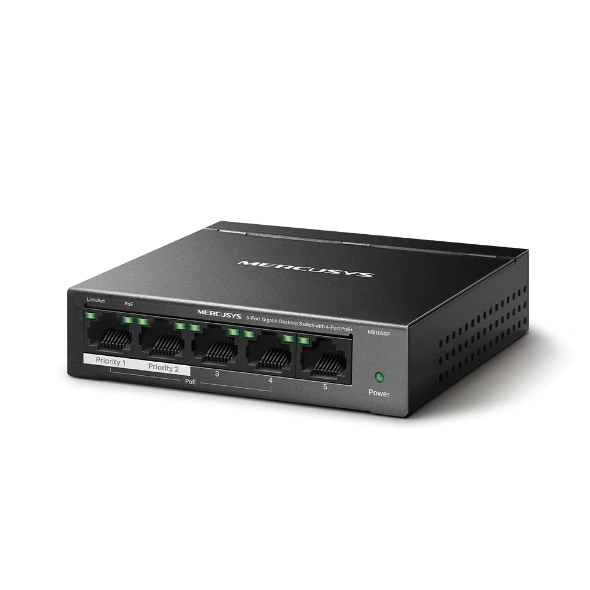 Mercusys MS108GP (7-Port PoE+) + MS105GP v5.0 (4-Port PoE+) สวิตช์ Gigabit Desktop PoE+ – 13-Port Co