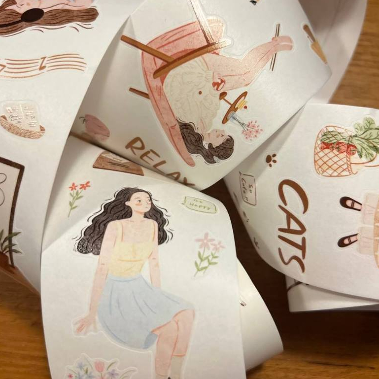 Fanxingmengyu ~ Playful ฤดูร้อนตัวละครบรรยากาศ Washi เทปแยกบรรจุ One Loop Washi เทป w/Kiss cut-6 ซม.