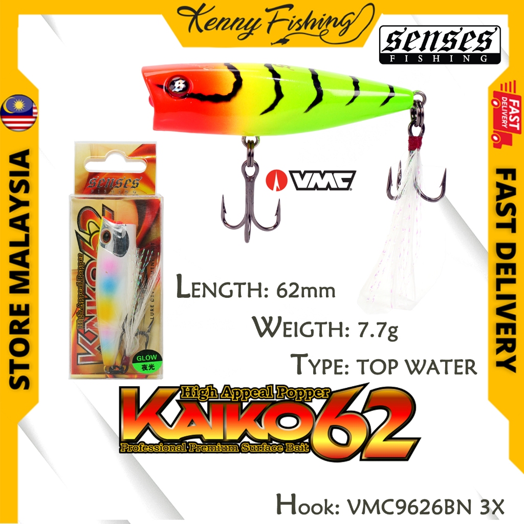 Senses Kaiko 62 Popper Lure Pop Top Water Bait 62mm 7.7g