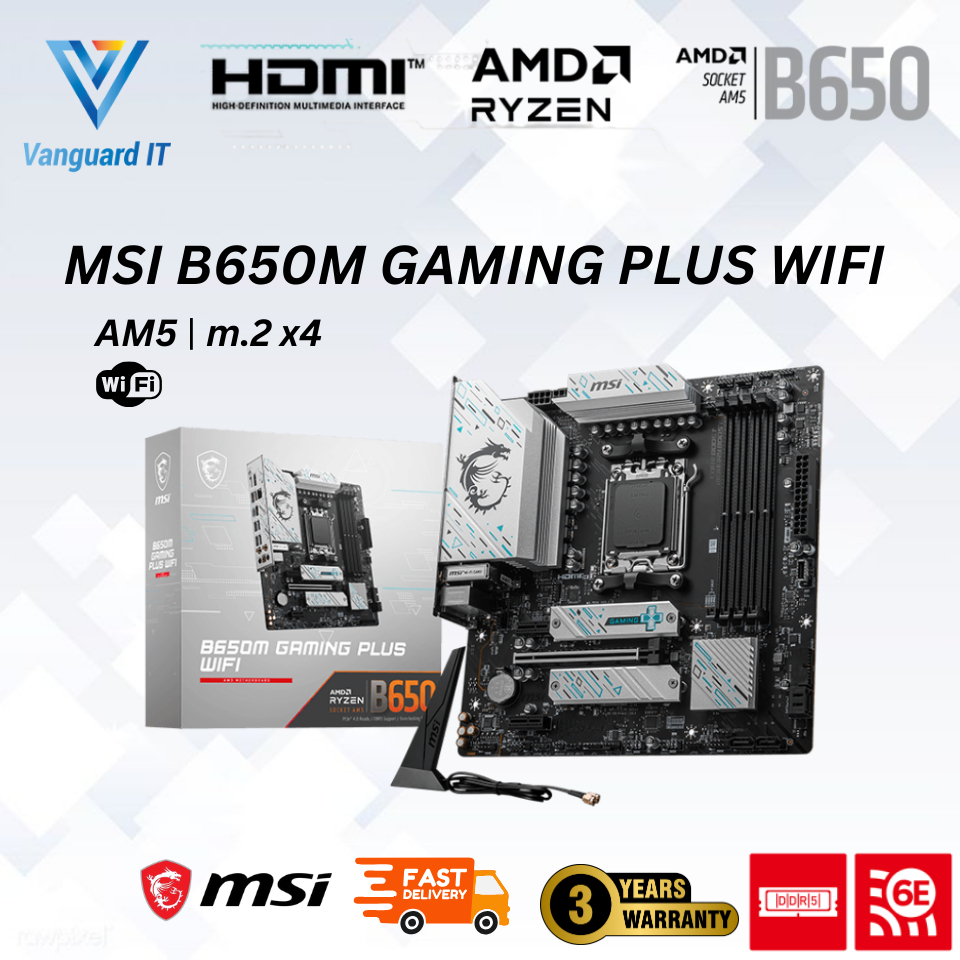 MSI B650M GAMING PLUS WIFI MATX AM5 MOTHERBOARD Combo Deal [ryzen5 7500f/7600/7600x/Ryzen7 7800X3D]