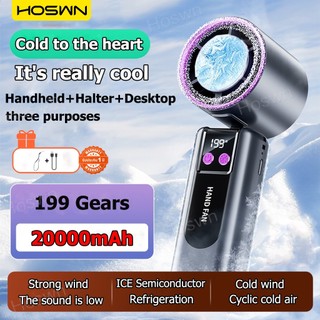 HOSWN Mini Fan Portable 20000mAh Handheld Fan Foldable Mini Turbo Fan 199 Level Rechargeable Kipas Fan with cooling pad