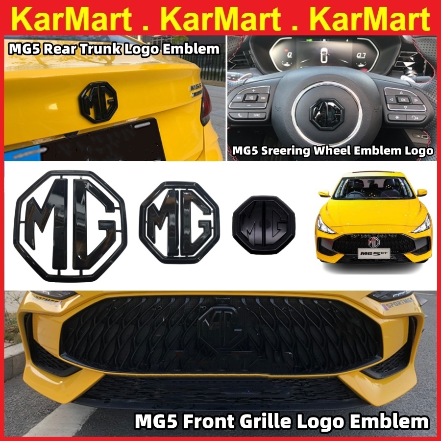 MG5 MG 5 ด้านหน้า Grille ด้านหลังพวงมาลัยสัญลักษณ์โลโก้สีดําอุปกรณ์เสริมภายนอกรถยนต์ Mg5