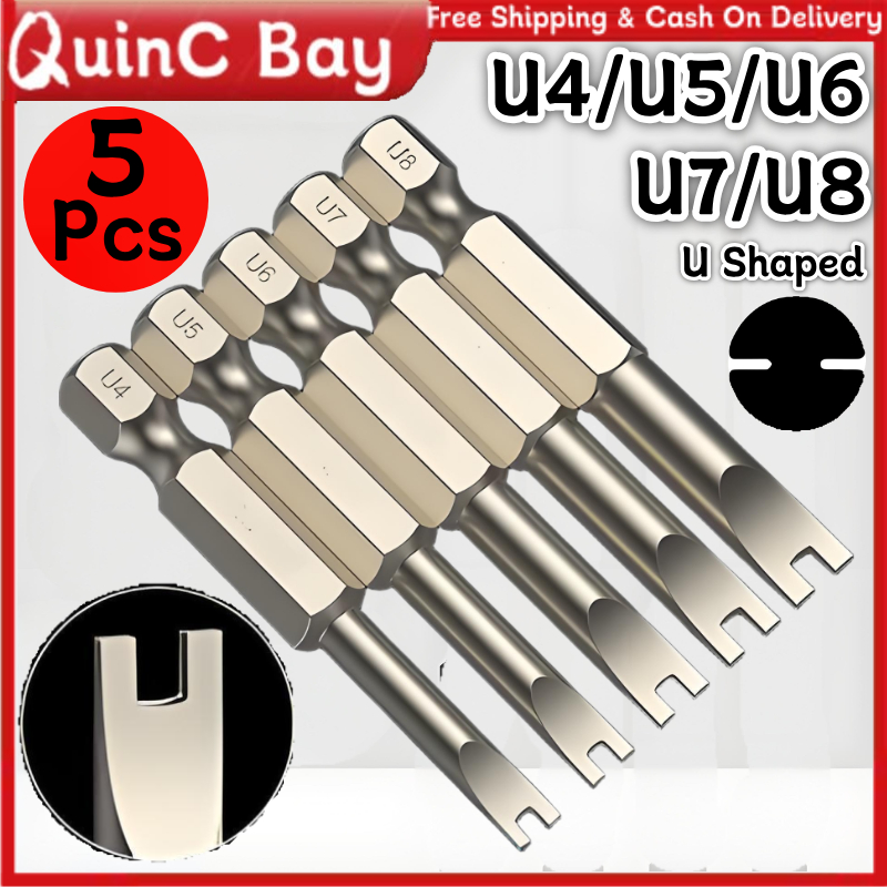 5 ชิ้นชุด U รูปสกรู Bit 50 มม.แม่เหล็ก HEX หัวแบนไขควง Bits U4 U5 U6 U7 U8 พิเศษ
