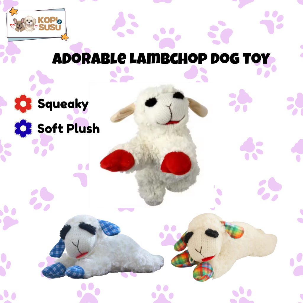 ตุ๊กตาสุนัข Lambchop Soft & ทนทาน Squeaky Pet Companion