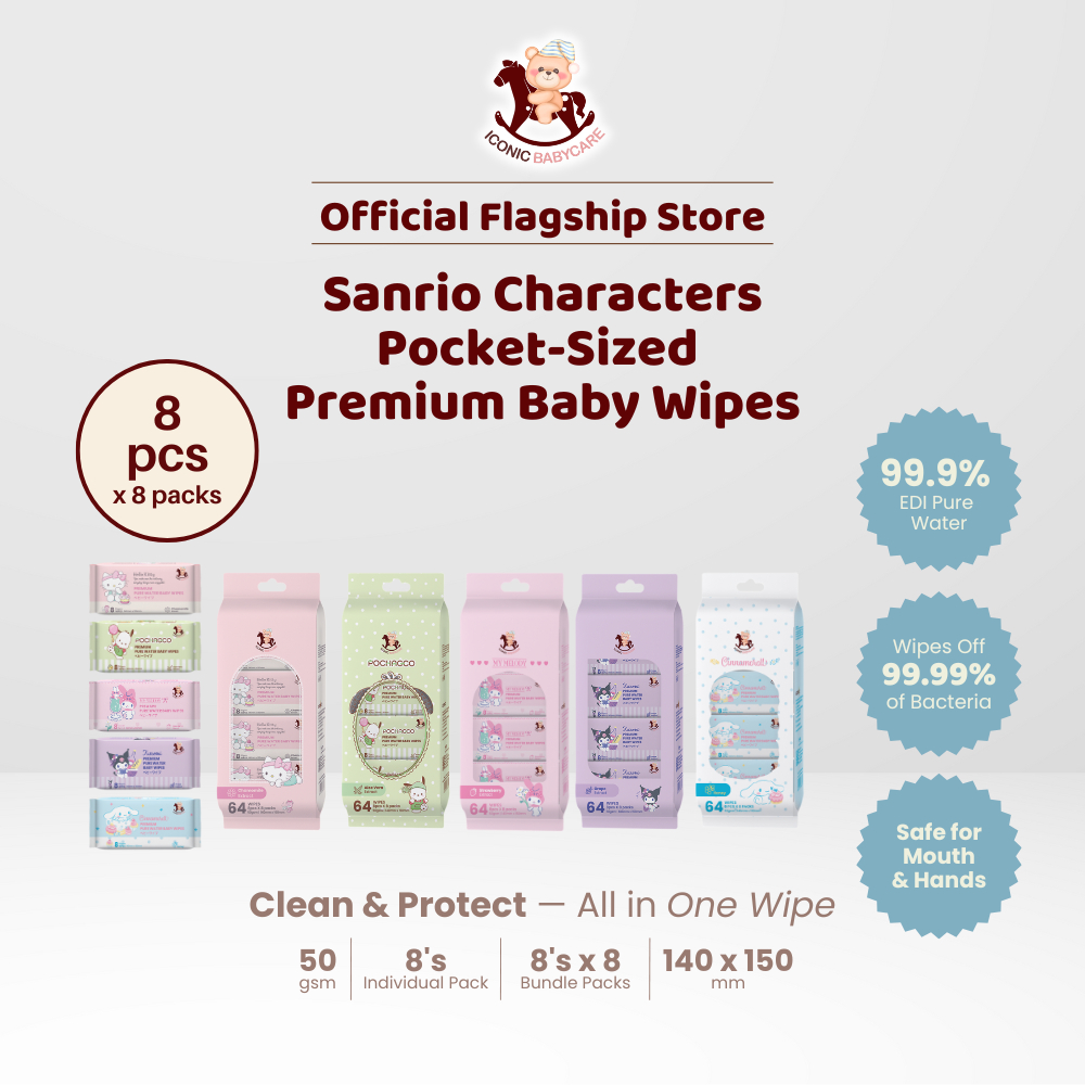 [Pocket-Sized] Iconic Babycare x Sanrio Baby Wipes Sanrio Character 8S x 8 แพ็ค