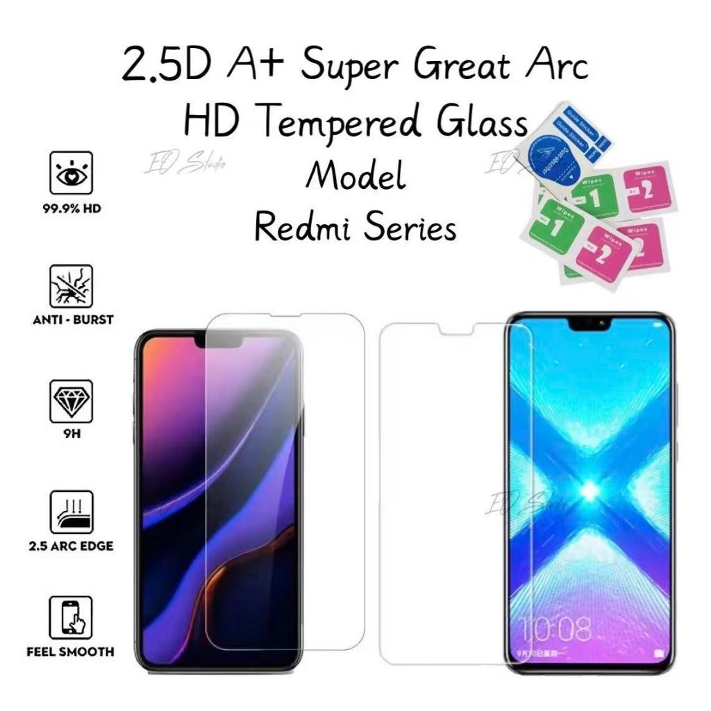 เหมาะสําหรับ Redmi 9T Pro 9I 9C 9A 8A 8 7 HD กระจกนิรภัยโปร่งใสสีดํามาตรฐานแก้ว Anti-Blue Light