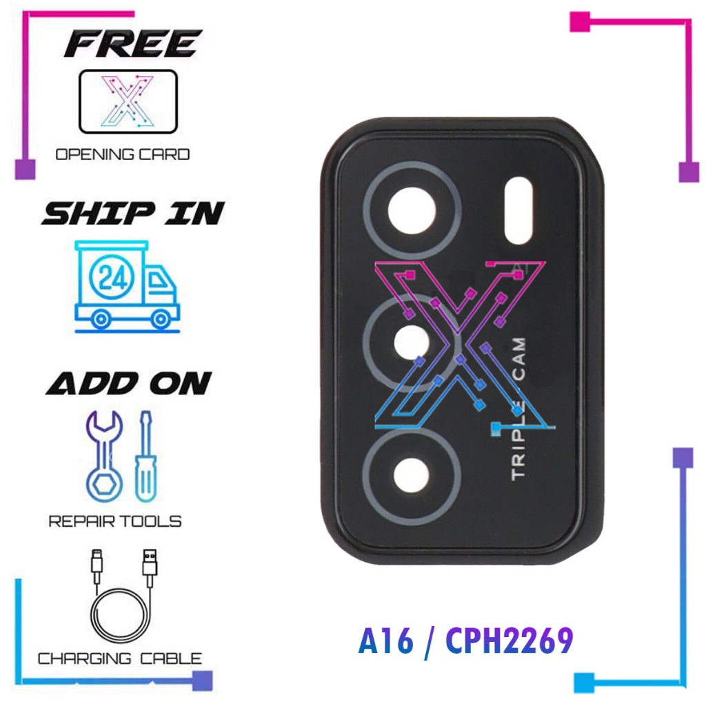 เลนส์กรอบกล้องสําหรับ OPPO A16 CPH2269 - คุณภาพเลนส์กระจก