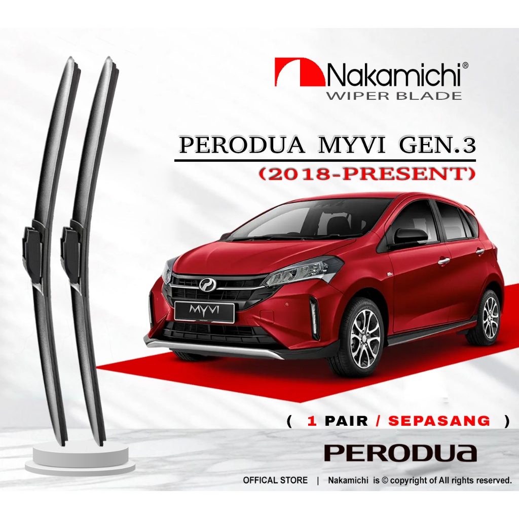 NAKAMICHI PERODUA Myvi 2018 ปัจจุบันที่ปัดน้ําฝนรถยนต์ 1 Pasang Depan ที่ปัดน้ําฝนรถยนต์ 1 ชุด Nakam
