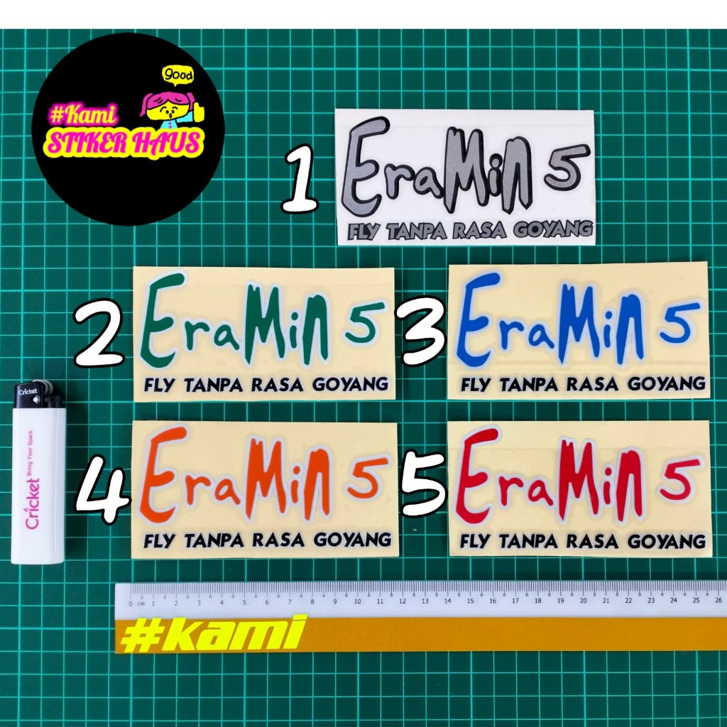 สติ๊กเกอร์ Eramin 5 Fly Tanpa Rasa Goyang / Stiker Ayat Perkataan / สติ๊กเกอร์ตัดทับซ้อนกันสะท้อนแสง
